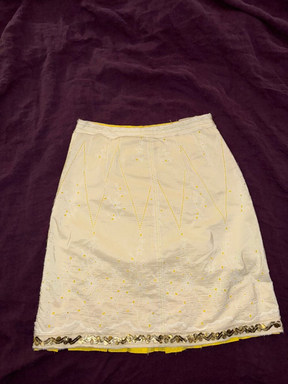 Dorothee Schumacher Vintage Broderie Anglaise Knee-Length A-Line Skirt Cream